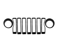 Front Grill 9 Pieces For Jeep For Wrangler JL 2018-2022 Mesh Grille Grill Insert+Headlight Turn Light Cover Trim Car Front Grille(9 pieces black)