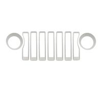Front Grill 9 Pieces For Jeep For Wrangler JL 2018-2022 Mesh Grille Grill Insert+Headlight Turn Light Cover Trim Car Front Grille(9 pieces white)