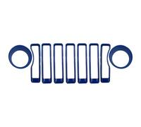 Front Grill 9 Pieces For Jeep For Wrangler JL 2018-2022 Mesh Grille Grill Insert+Headlight Turn Light Cover Trim Car Front Grille(9 pieces blue)