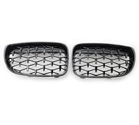 Front Grill Car Diamond Grills Gloss Black Front Kidney Grille Racing Parts For BMW 1 Series E81 E82 E87 E88 2007-2013(Black)