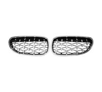Front Grill For E60 E61 550i 535i 2004-2006 2007-2009 Diamond Car Front Bumper Grille Kidney Racing Grill Front Kidney Grille(Silver)