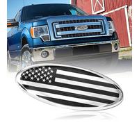 Front Grill Rear Tailgate Oval Emblem for Ford, 9 Inch American Flag Badge Compatible with Ford F150 F250 F350 11-14 Edge 11-16 Explorer (Silver)