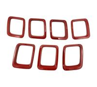 Front Grill Trim Car Front & Radiator Grilles 7PCS Car Carbon Fiber Grille Inserts ABS Front Grill Cover Frame Trims Kit Fit For Jeep Compass MP 2017-2020(Red)