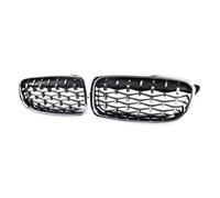 Front Grill Trim Car Grille Diamond Front Bumper Kidney Grill Double Slat Racing Sport Grille Fit For BMW 3 Series F30 F31 F35 2011-19(Sliver)