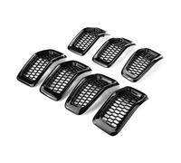 Front Grill Trim Chrome/Glossy Car ABS Front Mesh Racing Grills Fit For Jeep Cherokee 2014-2018 Exterior HONEYCOMB Racing Grille Car Grille(Glossy Black)
