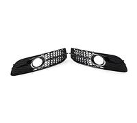 Front Grille 2Pcs Car Front Bumper Honeycomb Hex Mesh Fog Light Grille Cover For For A6 C6 Facelifted Models 2008-2010 2011 Sport Radiator Grill(Chrome Black)