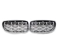 Front Grille 2Pcs/Set Car Front Grille Diamond Grills Meteor Style For BMW E90 E91 3 Series 2009-2012 Silver And Black(All Silver)