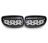Front Grille 2Pcs/Set Car Front Grille Diamond Grills Meteor Style For BMW E90 E91 3 Series 2009-2012 Silver And Black(Gloss black)