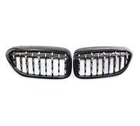 Front Grille A Pair Car Front Bumper Kidney Grille Grill Diamond Meteor Style For BMW 5 Series G30 G38 2017-2020(Silver and Black)
