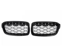 Front Grille A Pair Chrome Diamond Kidney Grilles Meteor Style Front Bumper For BMW 3 Series F30 F35 F31 2012-2018(Silver and Black)