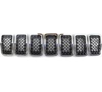front grille Car Front Bumper Kidney Mesh Grille Glossy for Chrome 7Pcs for cherokee 2019-2022(Chrome Black)
