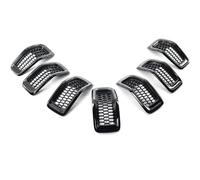 front grille Car Front Kidney Grill Bumper Mesh Grille Glossy Black/Chrome 7Pcs(Glossy Black)