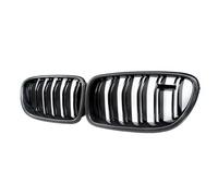 Front Grille Carbon Fiber Dual Slat Gloss Bumper Grill Auto Front Kidney Mesh Replacement for BMW 5 Series F10 F11 F18 520d 530d 540i Bumper Grille(ABS black)(Cf Black)