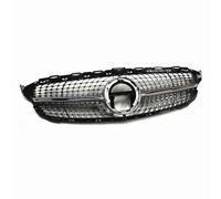 Front Grille Compatible With W205 C Class 2019-2021 C200 C250 C300 C43 AMG Black/Silver Upper Bumper Hood Mesh Racing Grill(Silver)