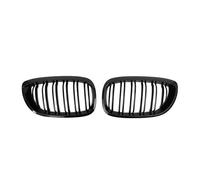 Front Grille For BMW 3 Series E46 2-Door 2002 2003 2004 Matte Double Line Style Front Bumper Racing Grille All Black Dual Slats Kidney Grill Car Front Grills(Double-Glossy Black)