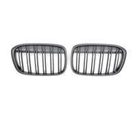 Front Grille For BMW For X1 F48 F49 2016-2019 Black Double Line Style Front Bumper Racing Grille Carbon Fiber Look Car Grill Replacement Front Grill(Double-Matte Black)