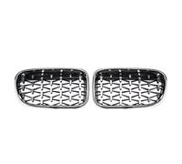 Front Grille For BMW For X3 F25 2010-2013 Chrome Silver Diamonds Front Bumper Hood Grilles Single And Double Line Style Upper Racing Grills Kidney Grill(Diamond-Silver)
