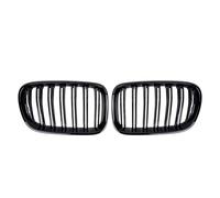 Front Grille For BMW For X3 For F25 2010-2013 All Black Single Line Style Front Bumper Grilles Silver Diamonds Racing Double Slat Grills Bumper Grille(Double-Glossy Black)