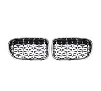 Front Grille For BMW For X3 For F25 2010-2013 All Black Single Line Style Front Bumper Grilles Silver Diamonds Racing Double Slat Grills Bumper Grille(Diamond-Silver)