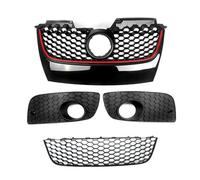 Front Grille For Vw For Golf 5 For GTI 2006 2007 2008 2009 Bumper Grille ABS Rust-proof Anti-shake Front Grilles Mesh Network Car Accessories(1 Set Black Red)