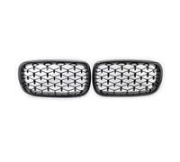 Front Grille Frills For BMW F15 X5 X6 F16 Grille Front Replacement Kidney Grill Diamond Meteor Style Chrome Black 2014-2018 Front Bumper Center Grill(Black)