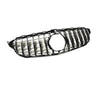 Front Grille Grill Compatible With C Class W205 2014-2018 C180 C200 C250 C300 C43 Black/Silver Upper Bumper Hood Mesh(Silver)