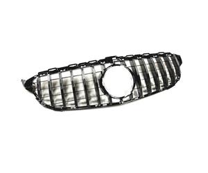 Front Grille Grill Compatible With C Class W205 2014-2018 C180 C200 C250 C300 C43 Black/Silver Upper Bumper Hood Mesh(Silver)