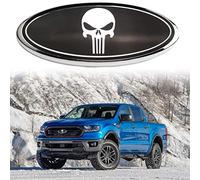 Front Grille Rear Tailgate Skull Emblem - 9" Oval Badge Name Plate Fit for 2004-2014 F150, 2005-2007 F250 F350, 11-16 Explorer, 11-14 Edge, 06-11 Range, 07-14 Expedition(Black)