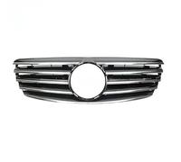 Front Grille Replacement for E-Class W211 2002-2006 Style Grille Upgrade Five Horizontal Slats ABS Gloss Black Front(1Bright Black)(1Electroplated Black)