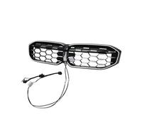 Front Grille Upper Bumper Racing Grill With LED Light + Camera Hole Compatible For BMW 3 Series G20 2023-2024(Silver-Style C)