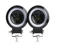 Front Headlight 3inch LED Work Light Square Round Car Headlight Halo Motorcycle For Jeeps ATV SUV 12V 24V Angel Eyes Driving Lights(2piece white and white)