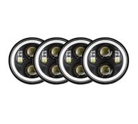 Front Headlight 4piece 5.75inch Headlight LED Angel Eyes Halo Ring Eye DRL For BMW E30 E32 E34(Black with halo)