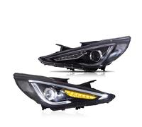 Front Headlight Compatible With Hyundai For Sonata 2011 2012 2013 2014 W/Amber Sequential Turn Signal Car Parts Demon Eye Projector Headlights Assembly 2pcs(Headlights)
