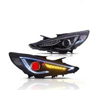 Front Headlight Compatible With Hyundai For Sonata 2011 2012 2013 2014 W/Amber Sequential Turn Signal Car Parts Demon Eye Projector Headlights Assembly 2pcs(Headlamp Domon)