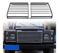 Front Headlight Lamp Guard for @L&a-nd @R&o&ver Defender 2004-2019 Aluminium Lamp Grille Fog Lens Exterior Decorative Accessories 2Pcs(Black)