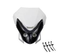 Front Headlight Modified PP Plastic Headlight For Almost Of Motorcycle LED Dirt Bike Headlamp With Rubber Stras(White)