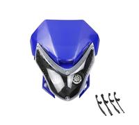 Front Headlight Modified PP Plastic Headlight For Almost Of Motorcycle LED Dirt Bike Headlamp With Rubber Stras(Blue)
