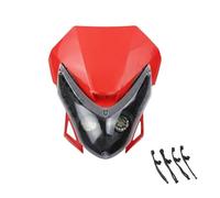 Front Headlight Modified PP Plastic Headlight For Almost Of Motorcycle LED Dirt Bike Headlamp With Rubber Stras(Red)