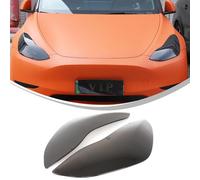 Front Headlights Cover Trim for 2017-2023 Tesla Model 3 Model Y Accessories Front Foglight Shell Shade,Smoked Head lights Protection Bezels Cover (Smoke Black)