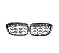 Front Hood Grille Car Diamond Front Kidney Racing Meteor Style Grills For X1 F48 F49 2016 2017 2018 2019(Black And Silver)