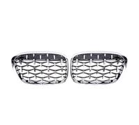 Front Kidney Grill For BMW For X1 F48 F49 2016-2019 Double Line Style Front Racing Grilles Chrome Diamonds Style Upper Grills Accessories Front Grills(Diamond-Silver)