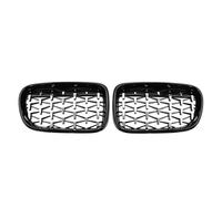 Front Kidney Grill For BMW For X3 F25 2010-2013 All Black Single Line Style Front Bumper Grilles Silver Diamonds Style Double Slat Grills Front Grills(Diamond-Chrome Black)