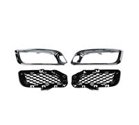 Front Kidney Grill For Jaguar For XJ For XJR 2016-2019 Version Front Bumper Fog Lamp Grille Fog Light Frame Kits(Black silver-1 set)