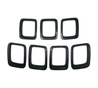 Front Kidney Grill For Jeep For Compass 2017-2021 Car Accessory Front Grille Cover Grill Ring Inserts Frame Trims Kit Plastic Ventilation Front Grills(Carbon Fiber)