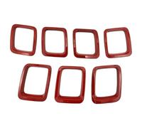 Front Kidney Grill For Jeep For Compass MP 2017-2020 7PCS Car Carbon Fiber Grille Inserts ABS Front Grill Cover Frame Trims Kit Exterior Accessories Front Grills(Red)