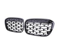 Front Kidney Grille For BMW X1 F48 F49 2016 2017 2018 2019 Car Diamond Front Kidney Grille Racing Grill Gloss Black Grills Accessories Grills Front Grille Trim Stripes(Full black)