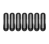 Front Kidney Grille For Jeep For Wrangler JK 2007-2017 Glossy Black Front Grill Mesh Insert Grille Cover Trim Protective Stickers 7PCS/SET Grill Grills(Carbon Fiber)