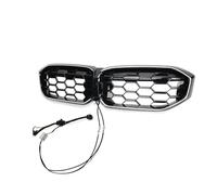 Front Kidney Grille Upper Bumper Radiator Hood With LED Light For BMW For 3 Series For G20 For 320i For 330i 2023 2024 Centre Front Main Grille(Black-Honeycomb)