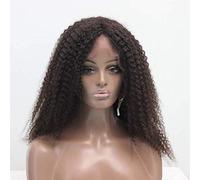 Front Lace African Small Caterpillar In The Middle And Long Shoulders Fluffy Full Hand Woven Real Hair Silk All Seasons Female Wig Set (Size : 24") (18)