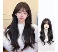 Front Lace Center Parted Wig Big Wave Curly Wig French Air Bangs Full Wig Set